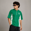 Green Quarter-Zip Striped Five-Sleeve T-Shirt