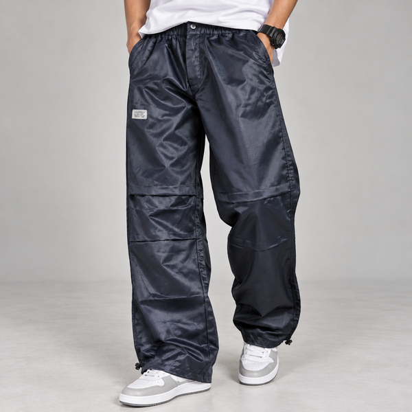 Dark Blue Nylon Track Pants