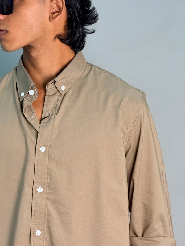 Premium Poly Lycra Shirt [DARK SAND BEIGE]