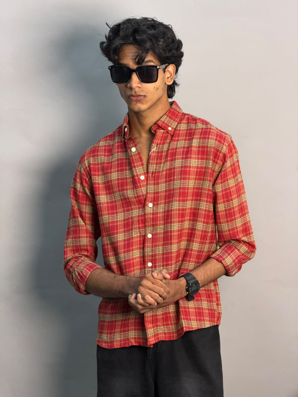 Red & Beige Checkered Shirt