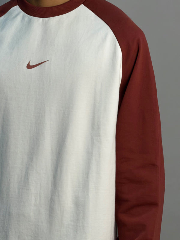 White & Burgundy Full Sleeve Tshirt