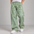 Light Green Moss-Splatter Wide-Leg Jeans