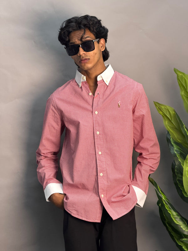 White Collared Red & White Checks Shirts