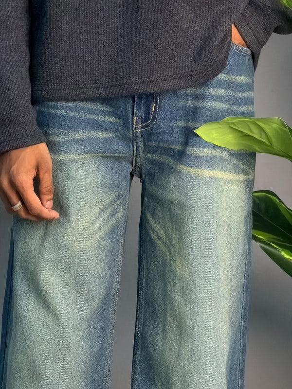 Wide Leg Classic Blue & Green Jean