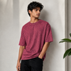 Maroon Acid-Wash Five-Sleeve T-Shirt