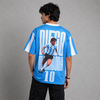 Blue White Striped Football Graphic T-Shirt (Argentina)