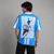Blue White Striped Football Graphic T-Shirt (Argentina)