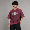 Maroon Speckled Graphic Five-Sleeve T-Shirt