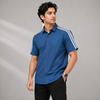 Blue White Shoulder-Stripe Five-Sleeve Shirt