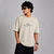 Beige Cursive Text Five-Sleeve T-Shirt