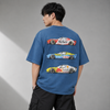 Blue Racing Car Graphic Five-Sleeve T-Shirt