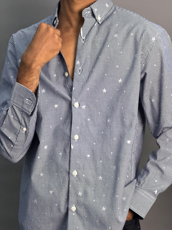 Black Microchecks With Stars Shirt