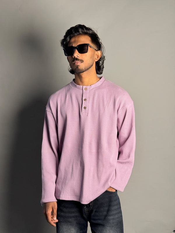 Full Sleeve Henley Tshirt - Lavender