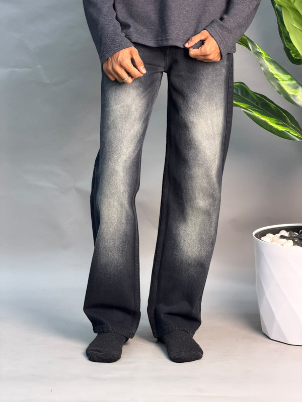 Wide Leg Black & Light Yellow Jean