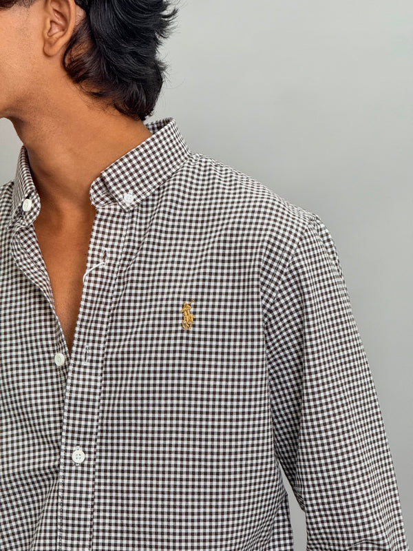 MICRO CHECKS SHIRTS [COFFEE BROWN]