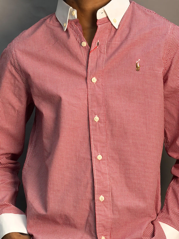White Collared Red & White Checks Shirts