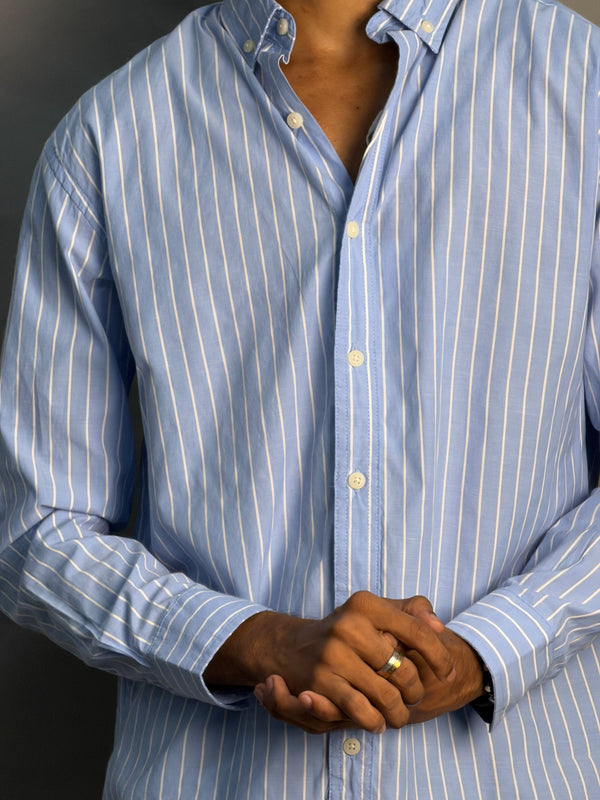 White & Light Blue Lines Shirt