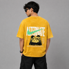 Mustard Yellow Green-Check Graphic Five-Sleeve T-Shirt