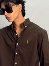 PLAIN SHIRT [POLY LYCRA,COFFEE]