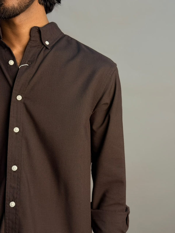 Brown Micro Checks Shirt
