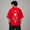 Red Celestial Graphic Five-Sleeve T-Shirt