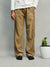 Tan Wide-Leg Stripe Track Pants