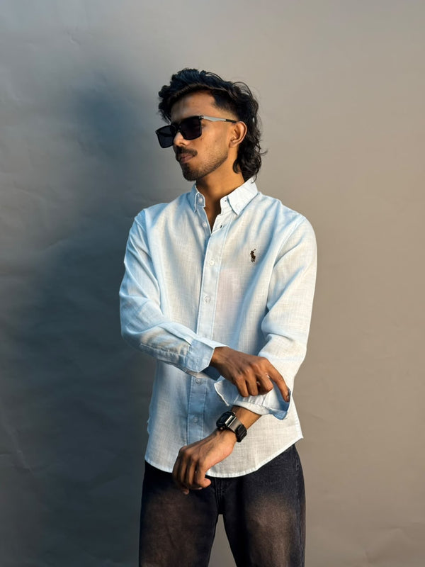 Light Blue Linen Plain Shirt