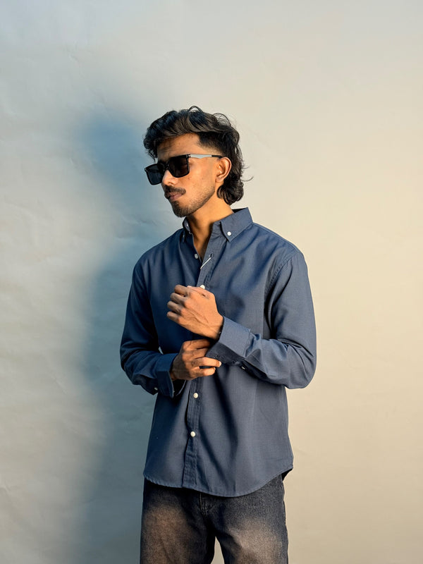 Dark Blue Micro Checks Shirt