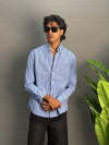 Navy Blue Microchecks With Stars Shirt