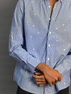 Navy Blue Microchecks With Stars Shirt