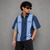 Blue Light Blue Panel High-Collar T-Shirt