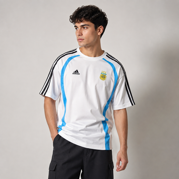 White Light Blue Panel Sport Jersey T-Shirt (Argentina)