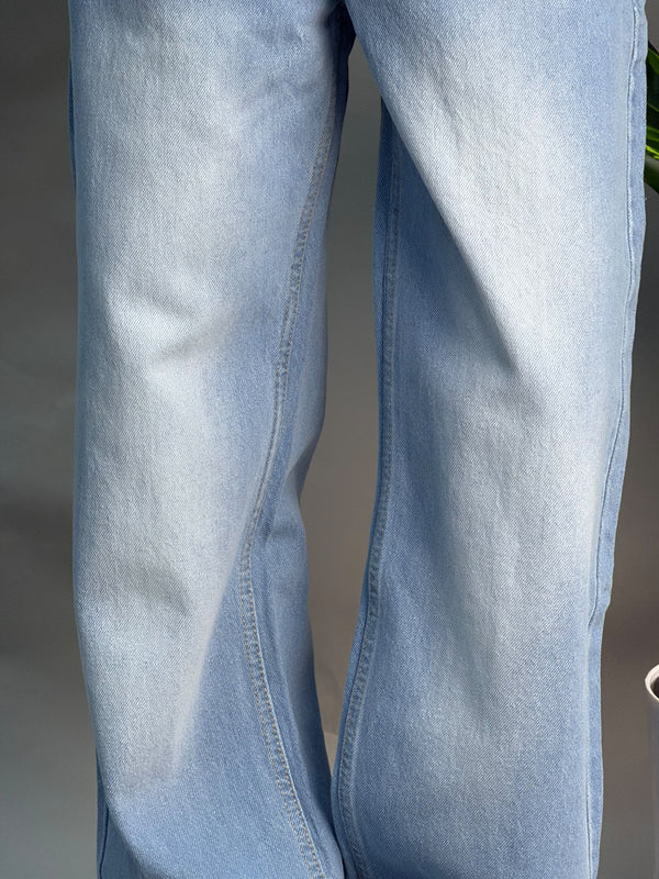 Semi Baggy Sky Blue & White Jeans