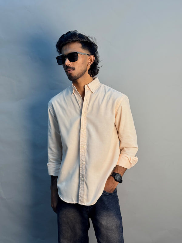 Light Peach Micro Checks Shirt