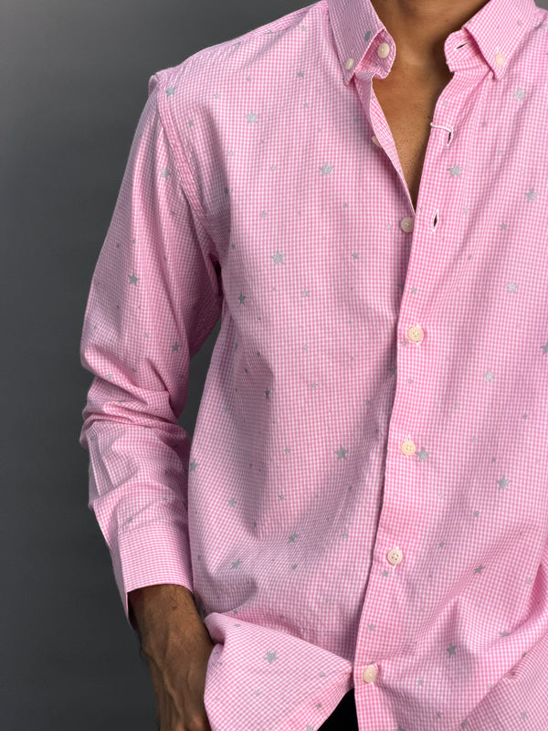 Pink Microchecks With Stars Shirt