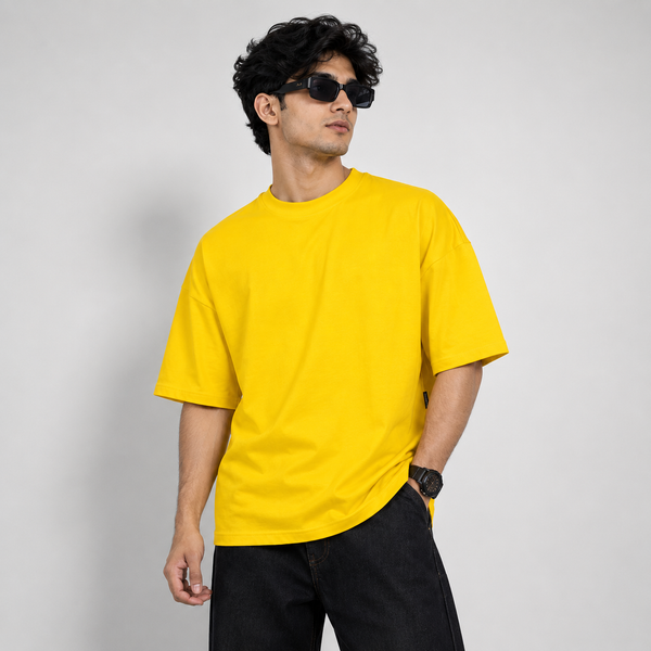 Yellow Plain Five-Sleeve T-Shirt