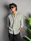 Linen Micro Check Green Shirts