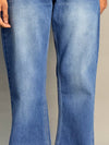 Dark Blue White Shade Semi Bootcut