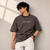 Dark Grey Cursive Text Five-Sleeve T-Shirt