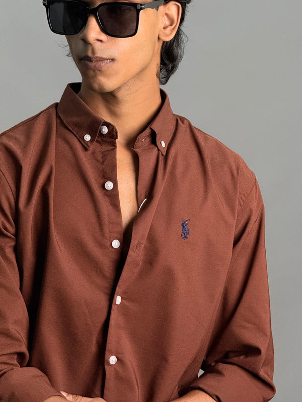 PLAIN SHIRT [POLY LYCRA,BRICK]