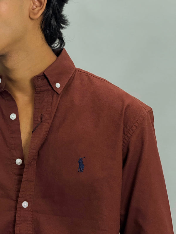 PREMIUM OXFORD PLAIN SHIRT [BROWN]
