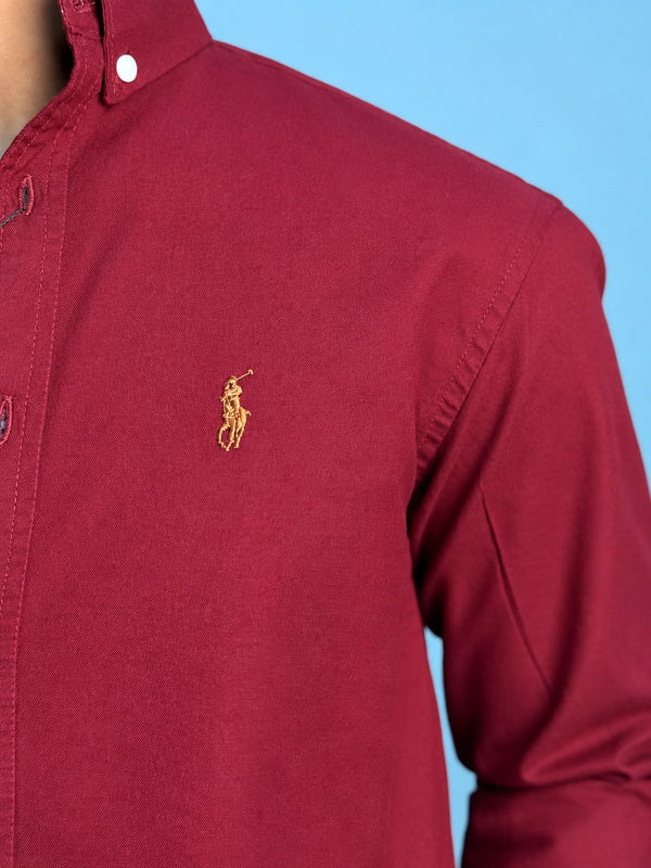 Maroon Full Sleeve Plain Shirt