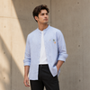 Light Blue Textured Floral-Embroidery Full-Sleeve Shirt