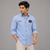 Light Blue Racing-Patch Full-Sleeve Shirt