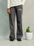 Grey Wide-Leg Stripe Track Pants