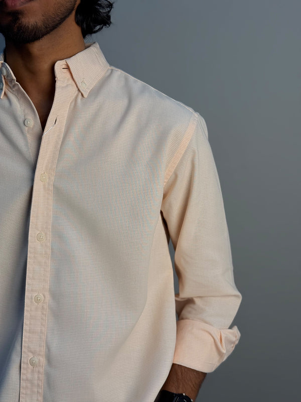 Light Peach Micro Checks Shirt