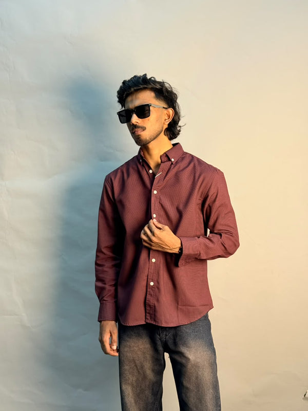 Maroon Micro Checks Shirt
