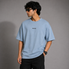 Light Blue Graphic Five-Sleeve T-Shirt