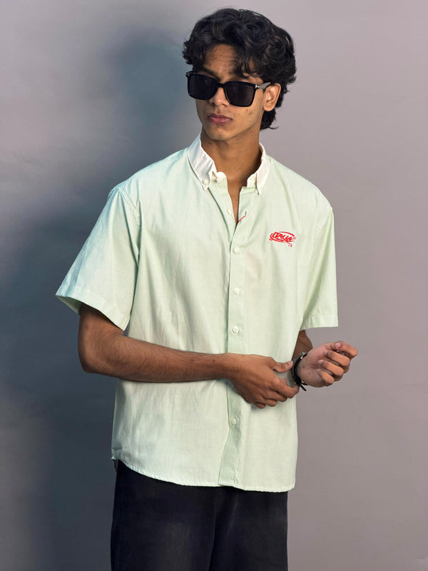 Light green & white striped shirt