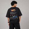 Black Racing Car Graphic Five-Sleeve T-Shirt